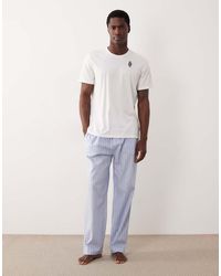 Polo Ralph Lauren - Bear Logo T-shirt And Stripe Pyjama Trousers Set - Lyst