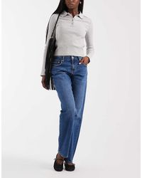 ONLY - Vaqueros Azules De Corte Recto Y Talle Medio Con Lavado Medio Bree De - Lyst