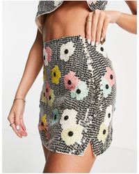 ASOS - Placement Floral Embellished Mini Skirt Co-ord - Lyst