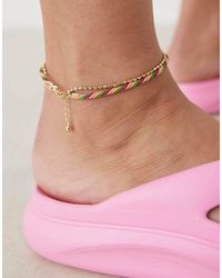 ASOS - – fußkettchen mit verdrehtem kordel- und em ketten-design - Lyst