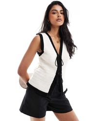 ASOS - Textured Tie Front Waistcoat With Contrast Tipping - Lyst