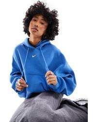 Nike - Sweat à capuche court ultra oversize en polaire avec petit logo virgule - ciel - Lyst