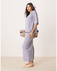 ASOS - Jupe d'ensemble en maille structurée longueur mollet - pâle - Lyst