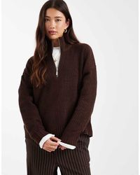 Brave Soul - Chunky Knit Quarter Zip Jumper - Lyst