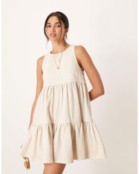 ASOS - Denim Tiered Mini Dress - Lyst
