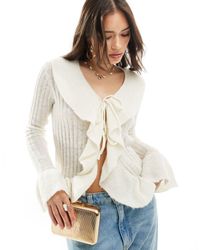 Y.A.S - Frill Detail Tie Front Cardigan - Lyst