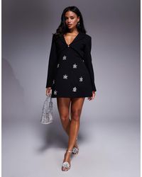 ASOS - – elegantes, strukturiertes und langärmliges kleid - Lyst