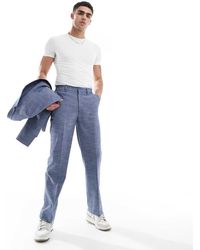 ASOS - Linen Look Straight Leg Suit Trousers - Lyst