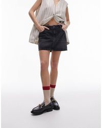 TOPSHOP - Minifalda Muy Corta Vaquera Negro Lavado De - Lyst