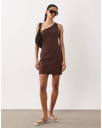 ASOS - Structured Rib One Shoulder Mini Dress - Lyst