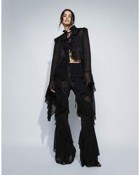 Noughts & Kisses - Chiffon Extreme Ruffle Detail Wide Leg Pants - Lyst