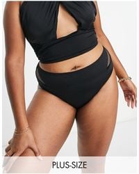 We Are We Wear - Plus Mid Rise Bikini Bottoms With Mesh Inserts - Lyst