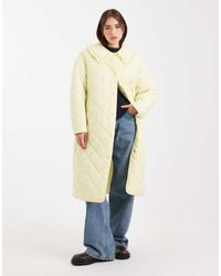 Miss Selfridge - Abrigo Largo Amarillo Pastel Guateado De - Lyst