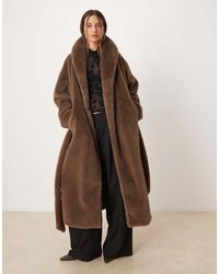 Gina Tricot - Faux Fur Belted Long Coat - Lyst