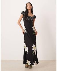 ASOS - Scoop Neck Maxi Dress With Frill And Tie Detail - Lyst