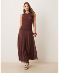 ASOS - Sleeveless Lace Maxi Dress With Mesh Skirt - Lyst
