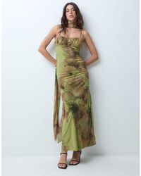 ASOS - Ruched Bust Floral Printed Strappy Maxi Dress With Scarf Detail - Lyst