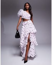 ASOS - – geraffter maxirock mit punktemuster, kombiteil - Lyst
