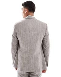 River Island - Double Breasted Slim Linen Suit Jacket - Lyst