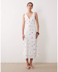 Abercrombie & Fitch - V Neck Midi Slip Dress - Lyst