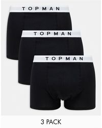 TOPMAN - Confezione da 3 paia di boxer aderenti neri con fascia - Lyst