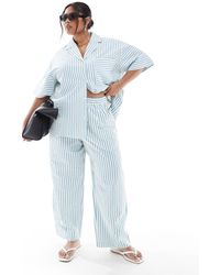 ASOS - Curve Seersucker Pull On Barrel Leg Trousers Co-ord - Lyst