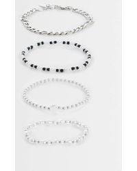 ASOS - 4 Pack Pearl Black Stone And Chain Bracelet - Lyst