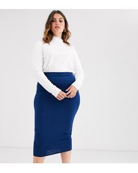 ASOS Jersey-Bleistiftrock in längerer Länge - Blau