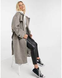 ASOS Trench-coat en sergé brossé - Gris