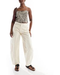 ASOS - Jeans Color Écru Con Gamba Cilindrica E Cuciture A Vista - Lyst
