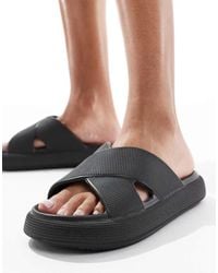 ASOS - Sandalias Negras Con Suela Gruesa Y Correas Cruzadas Forever De - Lyst
