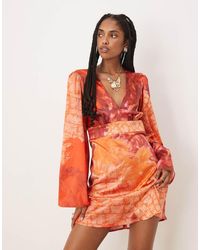 Isabelle Pennington Edmead - Isabelle Pennington-Edmead Nevis Satin Kimono Sleeve Mini Dress - Lyst
