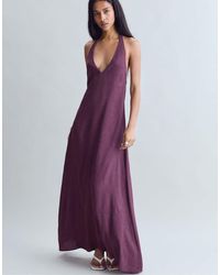 Stradivarius - Midi Halterjurk Met Structuur - Lyst