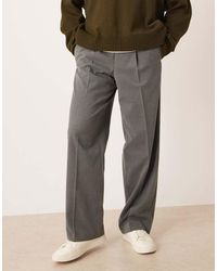ASOS - Smart Pleated Wide Leg Flannel Trousers - Lyst