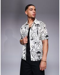 Bershka - Textured Printed Shirt - Lyst