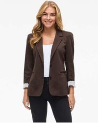 Vila - Saga Jersey Slim Fit 3/4 Sleeve Padded Blazer - Lyst