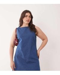 ASOS - Asos Design Curve Denim Fit And Flare Shift Dress - Lyst