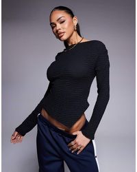 ASOS - Top Con Bajo Asimétrico Y Detalle Fruncido De Tejido Texturizado De - Lyst