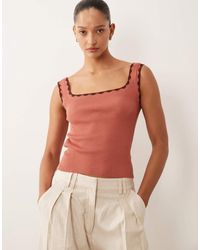 Mango - Teen Knitted Tank Top With Contrast Trim - Lyst