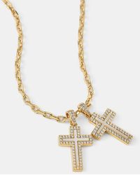 CERNUCCI - Mother Of Pearl Double Cross 15Mm Necklace - Lyst