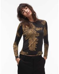 AllSaints - Printed Katlyn Long Sleeve Top - Lyst