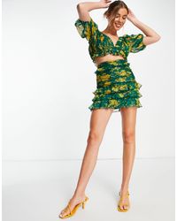 ASOS - Jacquard Chiffon Mini Skirt With Ruffle Hem Detail Co-ord - Lyst
