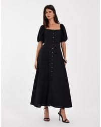Gap - Button Front Linen Maxi Dress - Lyst