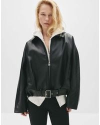Pull&Bear - Leather Effect Balloon Bomber Jacket - Lyst