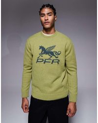 ASOS - Ruimvallende Gebreide Trui Met Borduursel Op De Borst - Lyst