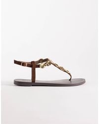 ASOS - Fortuna Toe Post Flat Sandals With Coins - Lyst