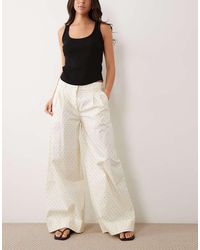ASOS - Wide Leg Polka Dot Trousers With Turn Up Hem - Lyst