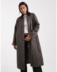 ONLY - Veste style barn matelassée coupe longue - chocolat délavé - Lyst