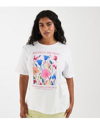 ONLY - Oversized T-Shirt With Floral Graphic Print - Lyst