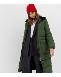 Stradivarius Hooded Maxi Puffer Coat In Green